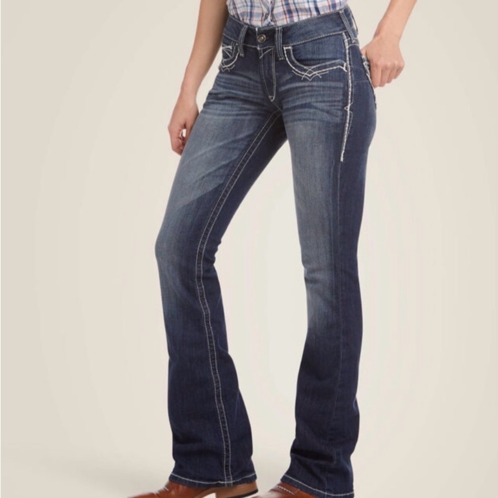 Ariat Dark Blue Bootcut Jeans with Embroidered Back Pockets